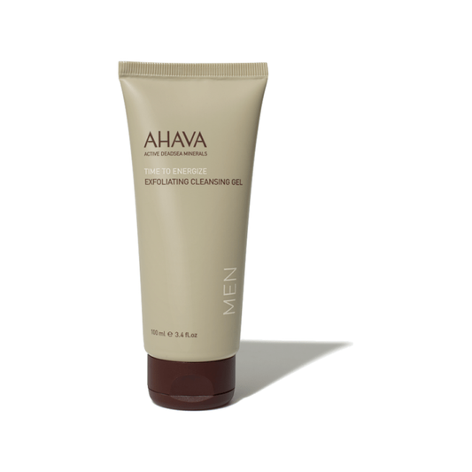 Ahava Time To Energize Exfoliating Cleansing Gel in 3.4 oz bottle, natural exfoliating gel for refreshed skin