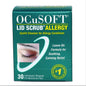 OCuSOFT Lid Scrub Allergy eye care pads for eyelid cleansing, featuring 30 pads for soothing and allergy relief.