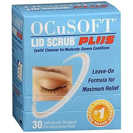 OCuSOFT Lid Scrub Plus eye care pads for eyelid cleansing, used for lid hygiene and eyelid health.