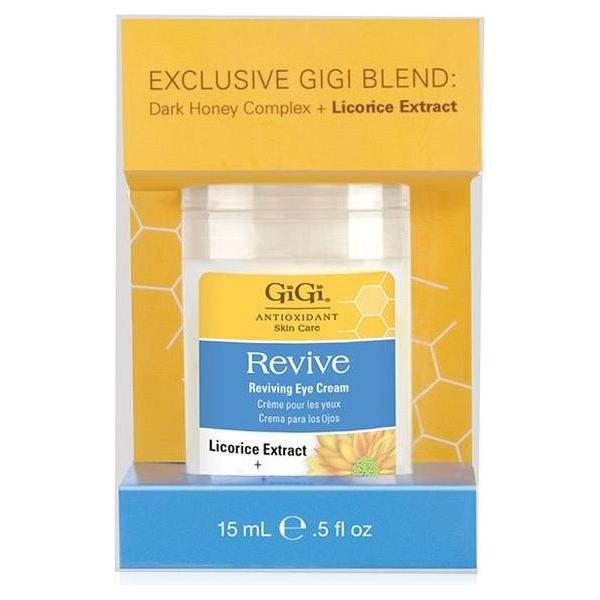 Gigi Revive Eye Cream by Pasteur Pharmacy in 0.5 oz jar, showing the creamy eye treatment product in a sleek container.