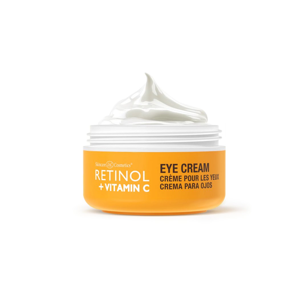 Pasteur Pharmacy Retinol + Vitamin C Eye Cream in 15g jar, featuring a smooth cream texture for skincare around the eyes.