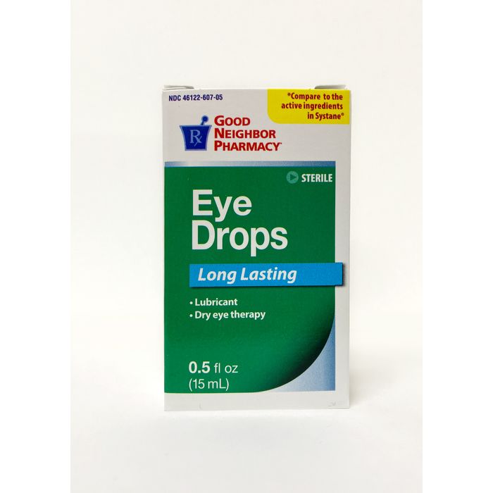 Long lasting eye drops by Pasteur Pharmacy in 0.5oz bottle, soothing lubricant for dry or irritated eyes.