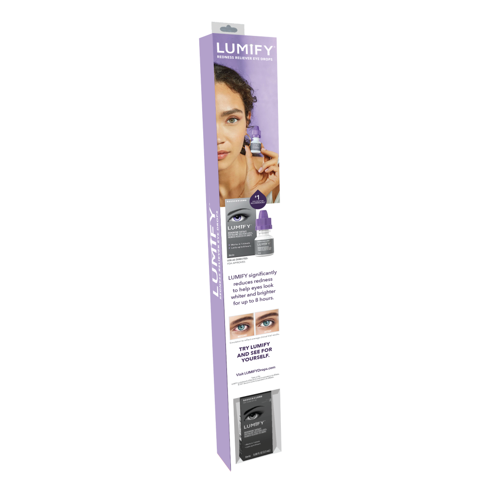 Lumify Eye Illuminations redness reliever eye drops in a bottle, designed to reduce eye redness and provide relief.