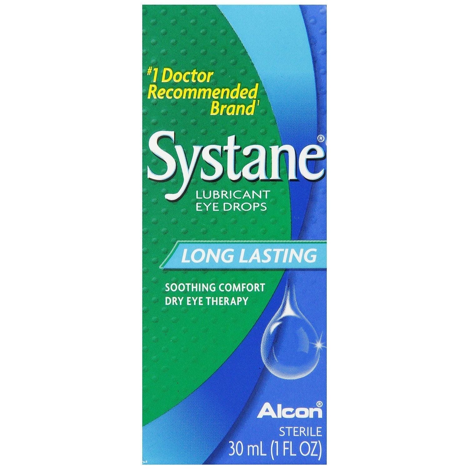 Systane Original Long Lasting Lubricant Eye Drops in a 1 Fl Oz bottle, designed to soothe and lubricate dry eyes.