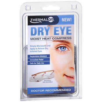 Theralon Sinus Dry Eye Compress 7-piece counter display of eye drops and lubricants by Pasteur Pharmacy.