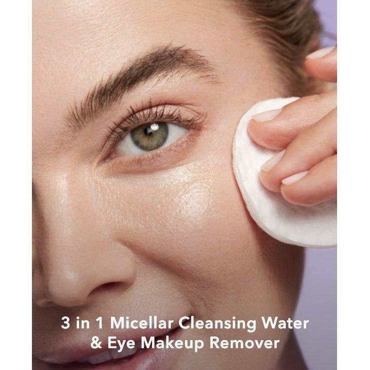 Lumify Eye Illuminations Cleansing Water and Eye Makeup Remover by Pasteur Pharmacy in a 160ml bottle showing the product label.