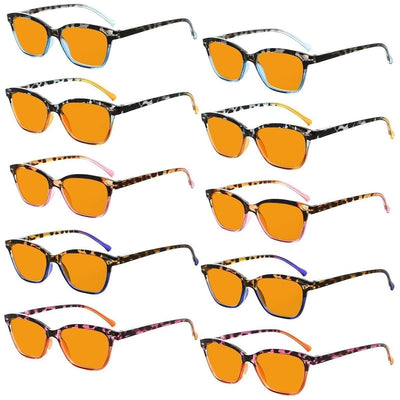 10-pack of orange lens cat eye blue light blocking reading glasses by Pasteur Pharmacy, stylish eyeglasses for screen protection