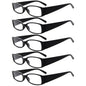 Five pairs of rectangle stylish reading glasses from Pasteur Pharmacy, with black, tortoise, and clear frames, R040-A model.
