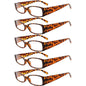 Five pairs of stylish rectangle reading glasses in assorted colors from Pasteur Pharmacy, R040-A model.