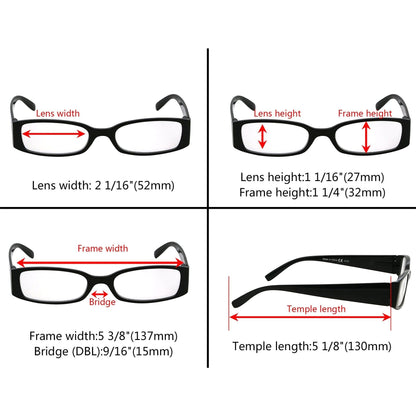 Five packs of rectangle stylish reading glasses by Pasteur Pharmacy, featuring mixed colors and 0.50 magnification.