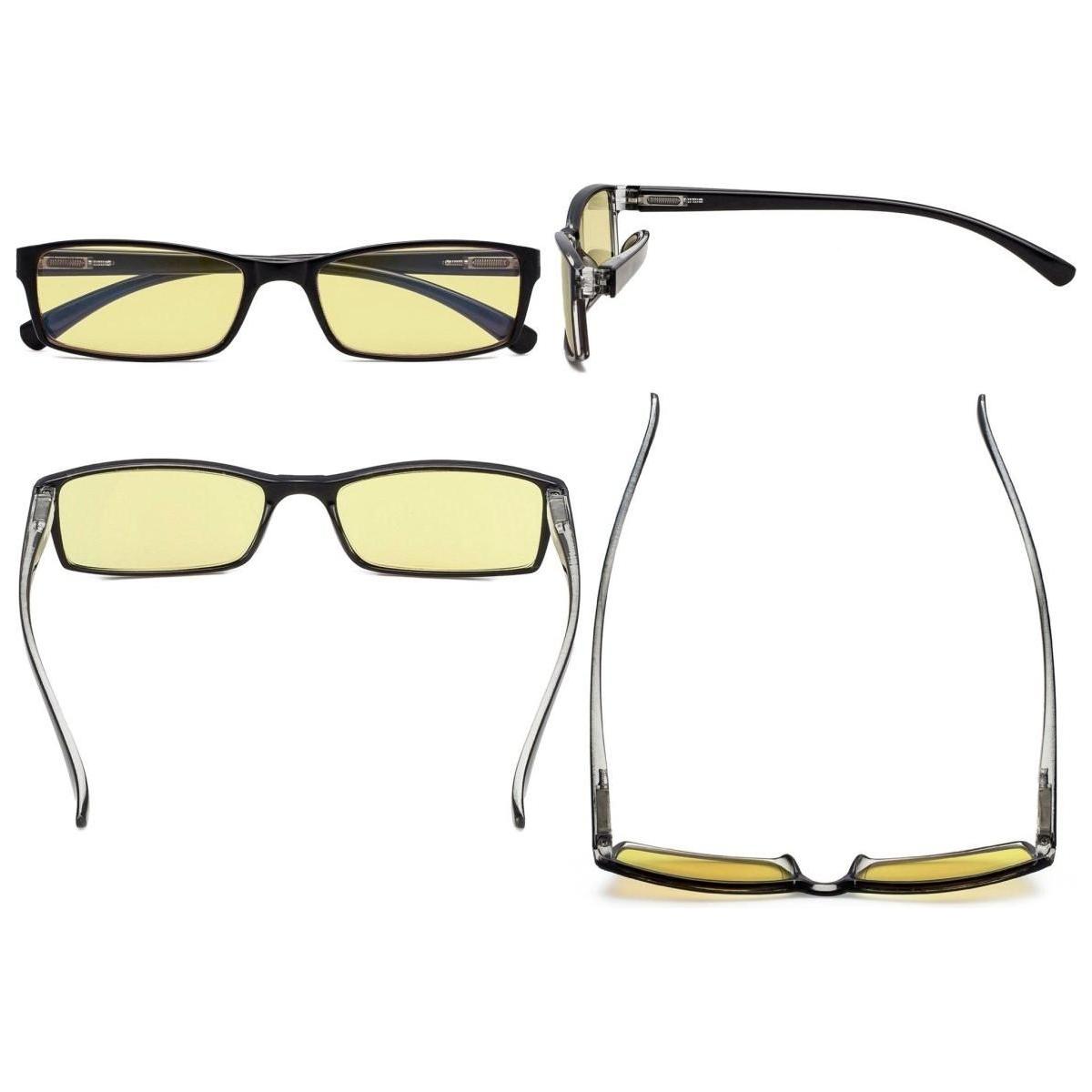 Five pairs of small blue light blocking eyeglasses with clear lenses in assorted styles from Pasteur Pharmacy.