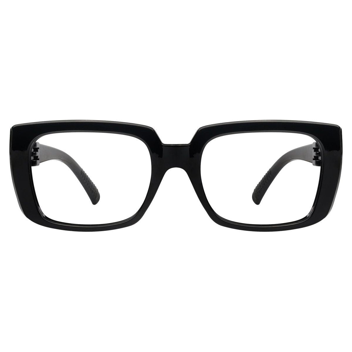 Blue light blocking eyeglasses from Pasteur Pharmacy, metalless and screwless design in black, no magnification, model NR9107-B15.