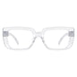 Black metalless screwless blue light blocking eyeglasses with clear lenses, designed for computer use and eye protection.