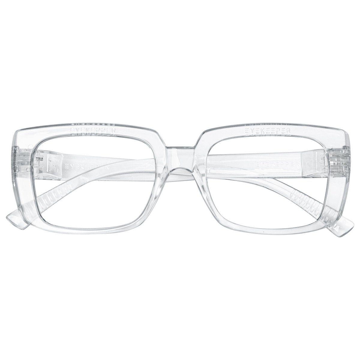 Blue light blocking eyeglasses by Pasteur Pharmacy, metalless screwless design, black frame, no magnification, model NR9107-B15.