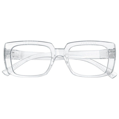 Blue light blocking eyeglasses by Pasteur Pharmacy, metalless screwless design, black frame, no magnification, model NR9107-B15.