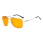 Pilot blue light blocking eyeglasses from Pasteur Pharmacy with black frames, designed to reduce eye strain from screens.