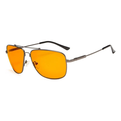Black Pilot Blue Light Blocking Eyeglasses from Pasteur Pharmacy with sleek design and clear lenses for screen protection.