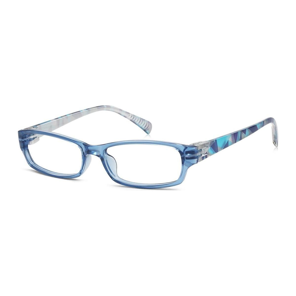 Blue frame-only eyeglasses by Pasteur Pharmacy, no prescription, showcasing sleek design and modern style.
