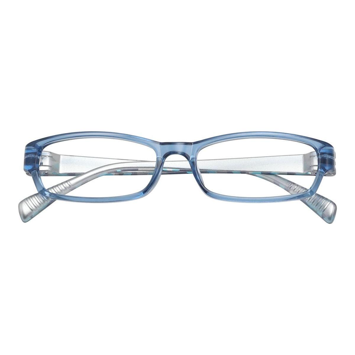 Blue frame eyeglasses from Pasteur Pharmacy with no prescription, showcasing the stylish PCFAO frame design.