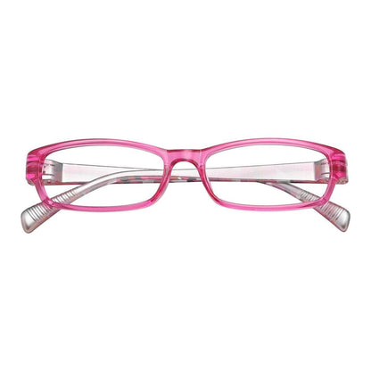 Blue frame-only eyeglasses by Pasteur Pharmacy, no prescription, featuring a modern design with clear lenses and stylish accents.