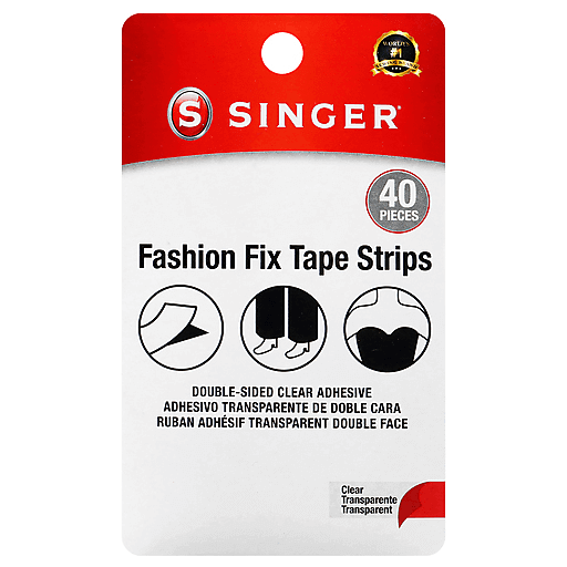 Clear Singer Tape Strips for fabric by Pasteur Pharmacy, designed for fashion fixes and fabric repair.
