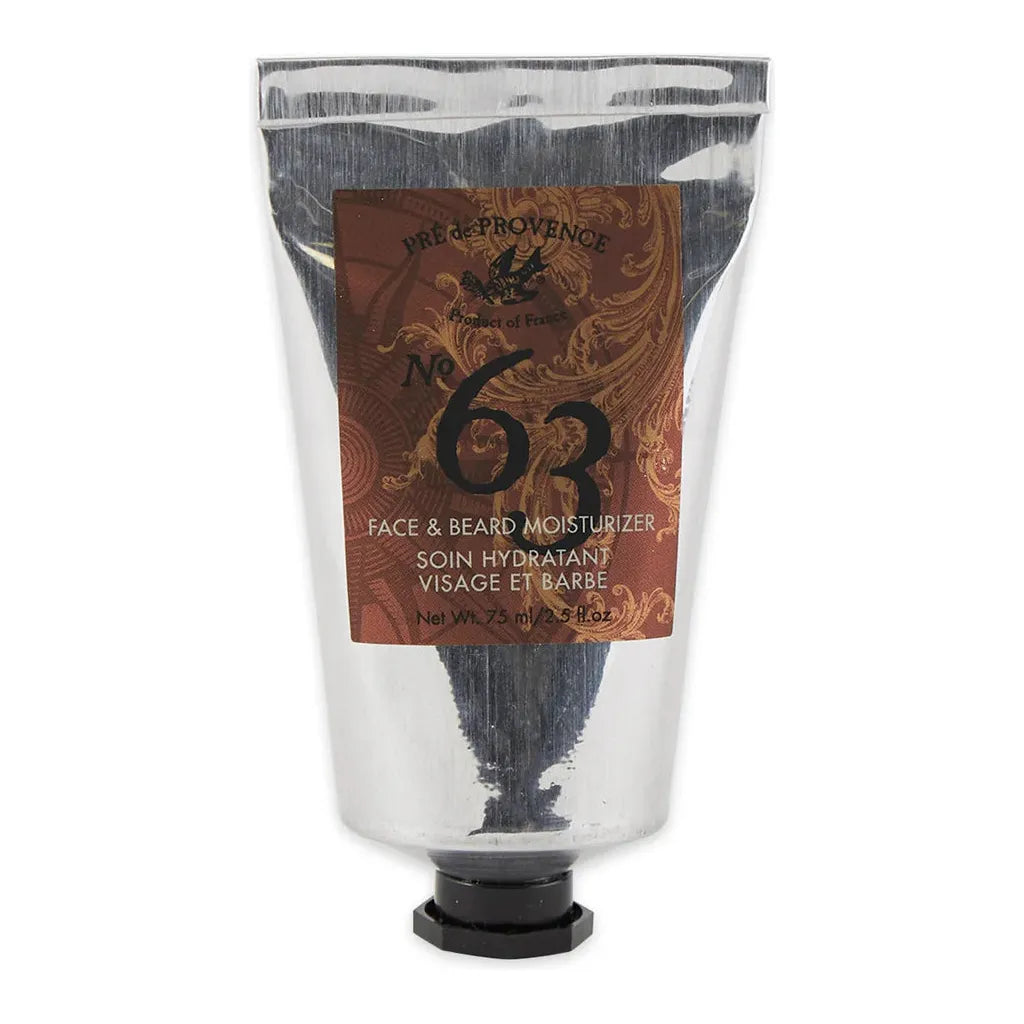 Pre de Provence No. 63 Face & Beard Moisturizer in 75ml bottle, smooth, nourishing skincare for face and beard.