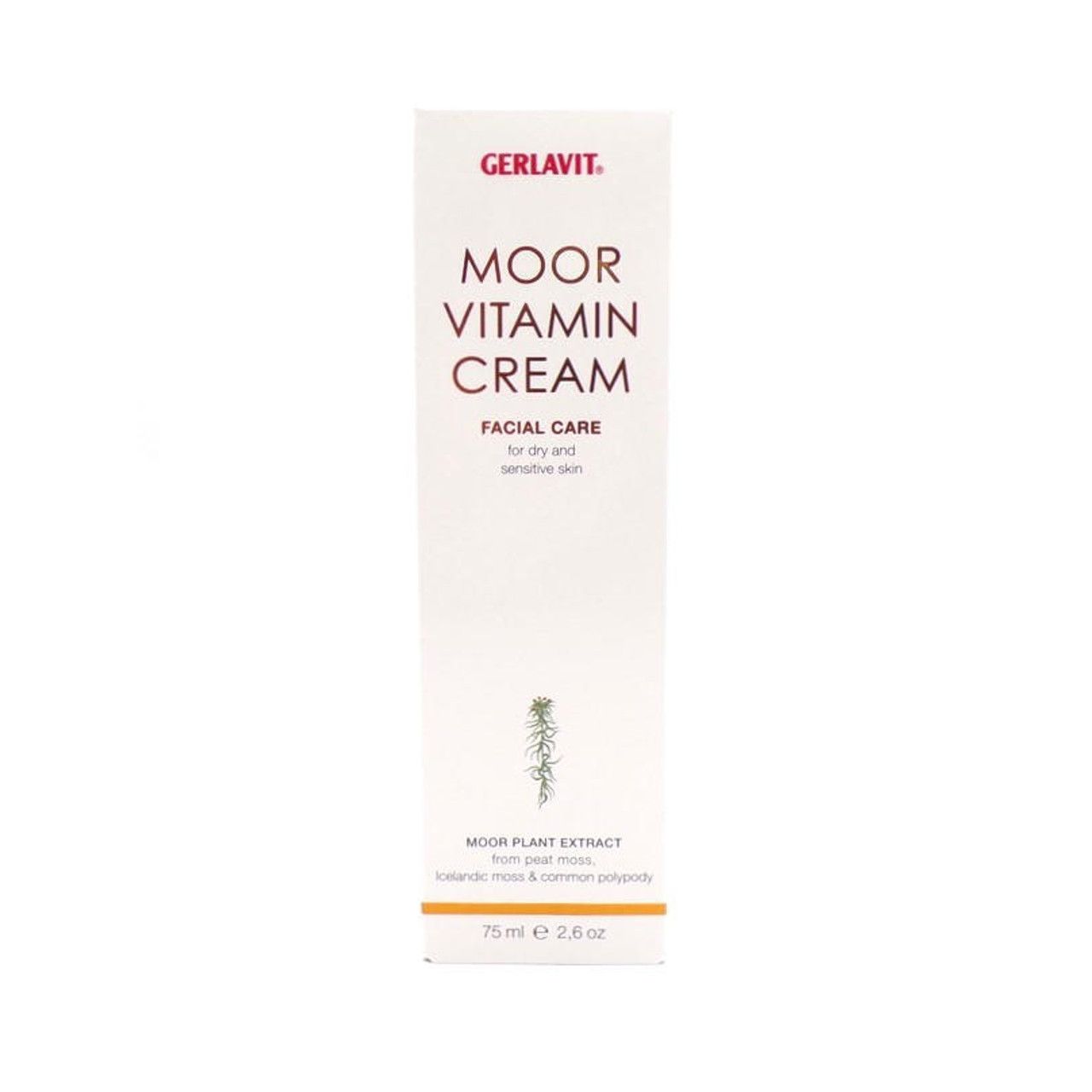 Gerlavit Moor Vitamin Cream 75ml, face cream with moisturizing and nourishing properties, shown in a white jar with a blue label.