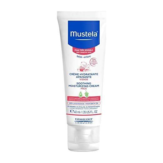 Mustela Soothing Moisturizing Face Cream in 1.35 oz jar, gentle skincare for sensitive skin by Pasteur Pharmacy