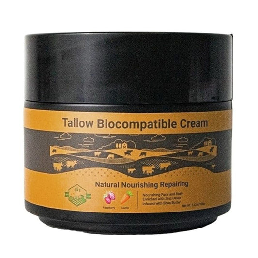 WhollyKaw Tallow Biocompatible Nourishing Face Cream by Pasteur Pharmacy in a 3.52 oz jar, smooth texture and natural skincare benefits