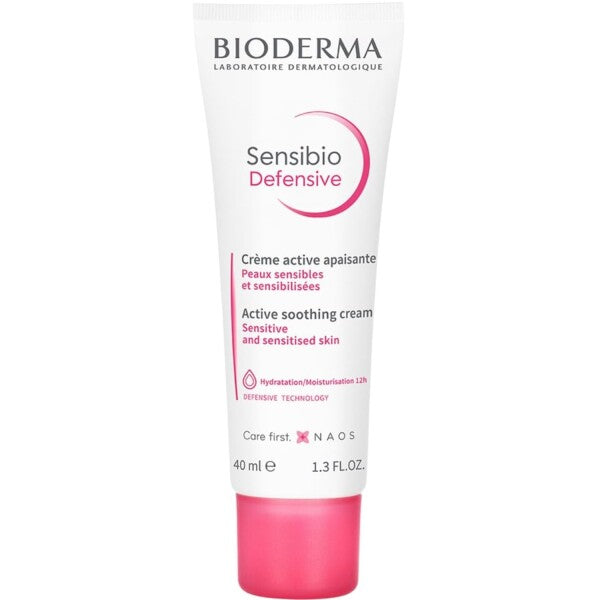Bioderma Créaline Defensive Soothing Active Cream 40ml in a white jar, designed for sensitive skin relief and hydration.