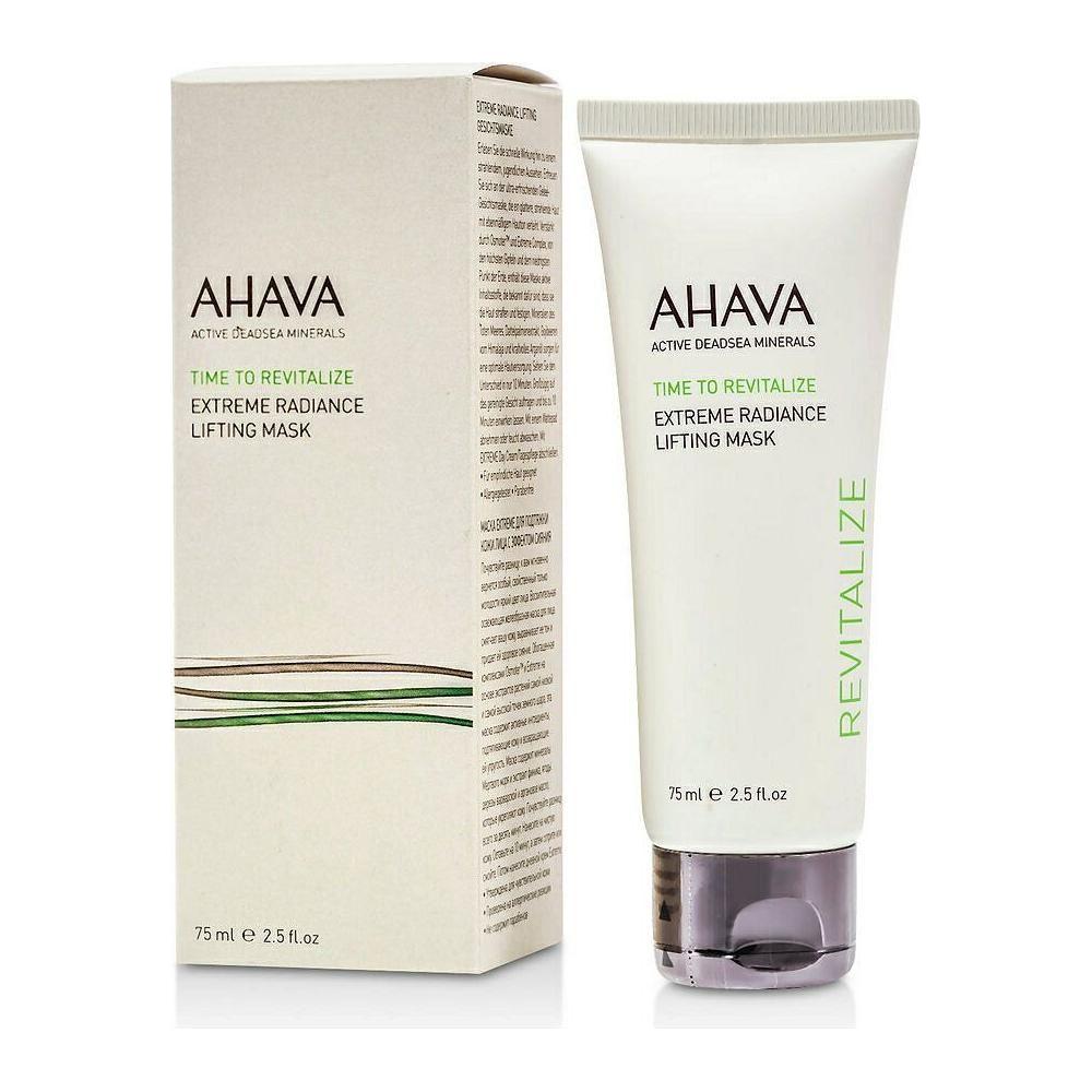Ahava Time To Revitalize Extreme Radiance Lifting Face Mask in 2.5 oz jar, with a smooth, cream texture for glowing skin