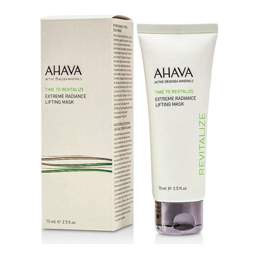 Ahava Time To Revitalize Extreme Radiance Lifting Face Mask in 2.5 oz jar, with a smooth, cream texture for glowing skin