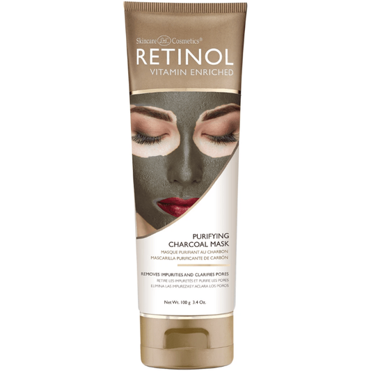 Pasteur Pharmacy Retinol Purifying Charcoal Face Mask with black clay and charcoal, designed to remove impurities and clarify pores.