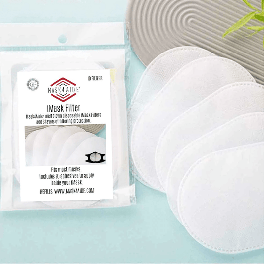 Pasteur Pharmacy Mask4Aide face mask filter showing filter material and packaging for respiratory protection.