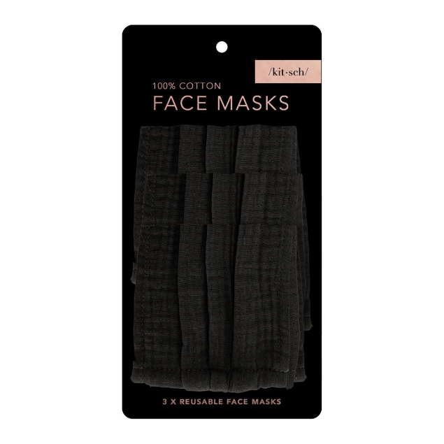 Black KitSch face masks from Pasteur Pharmacy, showing comfortable, breathable fabric and secure fit for everyday protection.