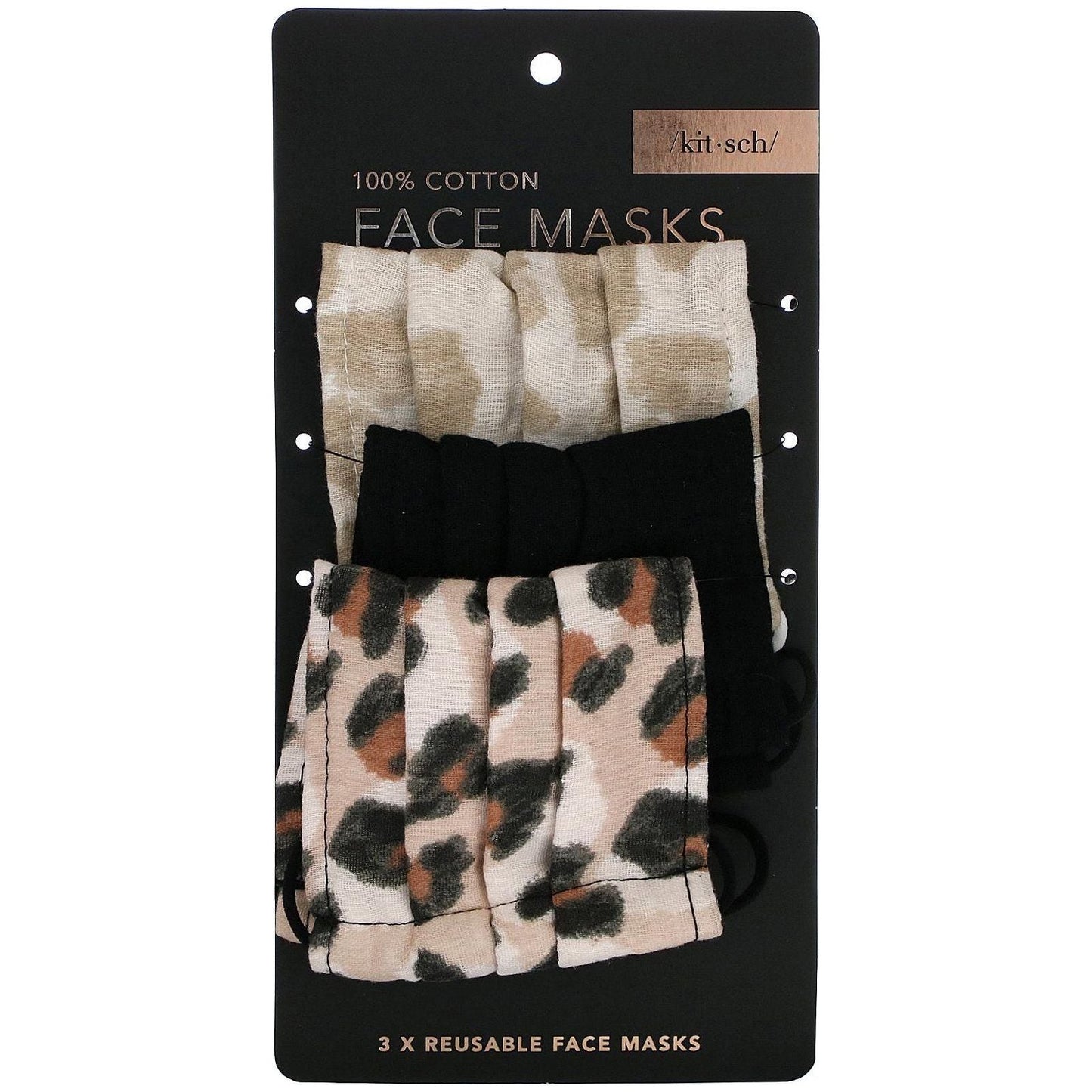 Assorted KitSch face masks in various colors and patterns, designed for comfortable face covering by Pasteur Pharmacy.