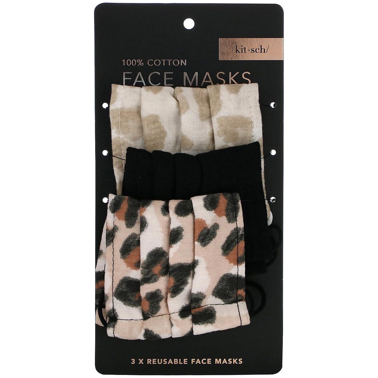 Assorted KitSch face masks in various colors and patterns, designed for comfortable face covering by Pasteur Pharmacy.