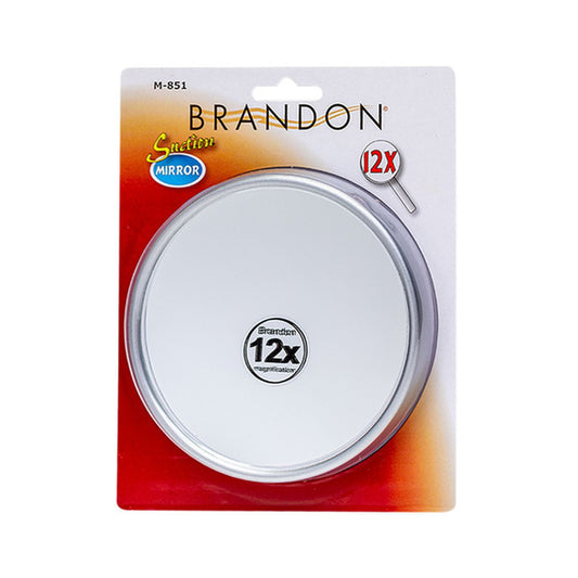 Brandon 12x suction face mirror by Pasteur Pharmacy showing a compact, round mirror with a suction cup for adjustable use.