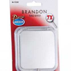 Compact travel face mirror with 7x magnification and normal view, featuring a sleek design from Pasteur Pharmacy.