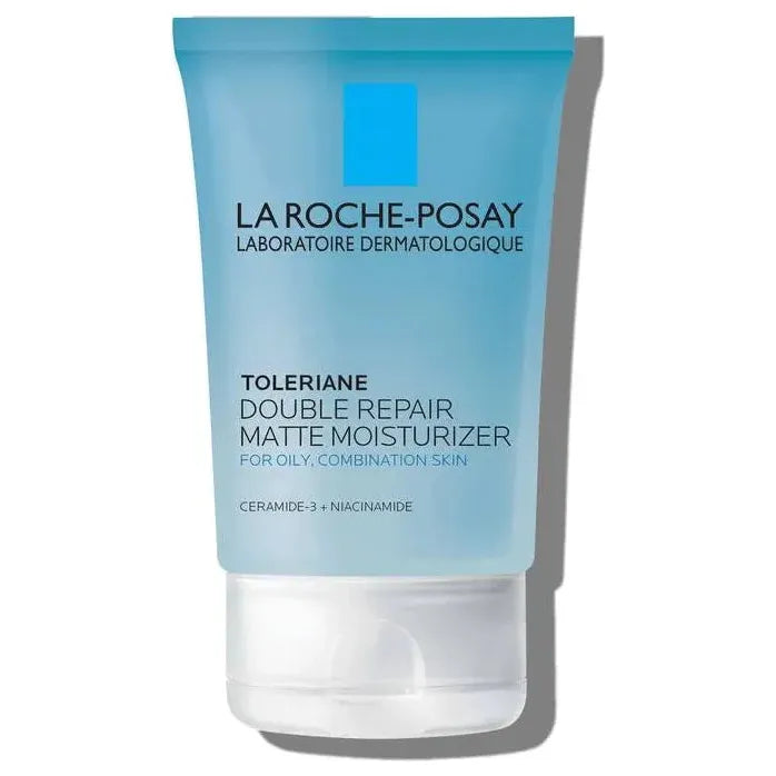 La Roche-Posay Toleriane Double Repair Matte Face Moisturizer in 3.38 oz jar, smooth, lightweight formula for oily skin.
