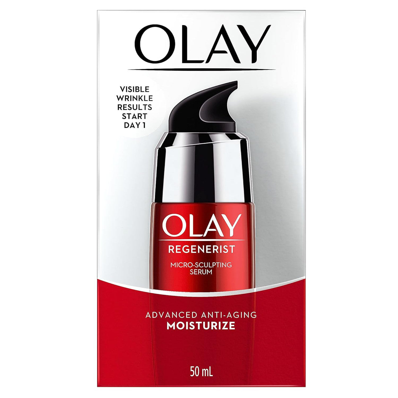 Olay Regenerist Micro-Sculpting Serum Face Moisturizer in 1.7 Fl Oz bottle, smooth, hydrating skincare for youthful skin.