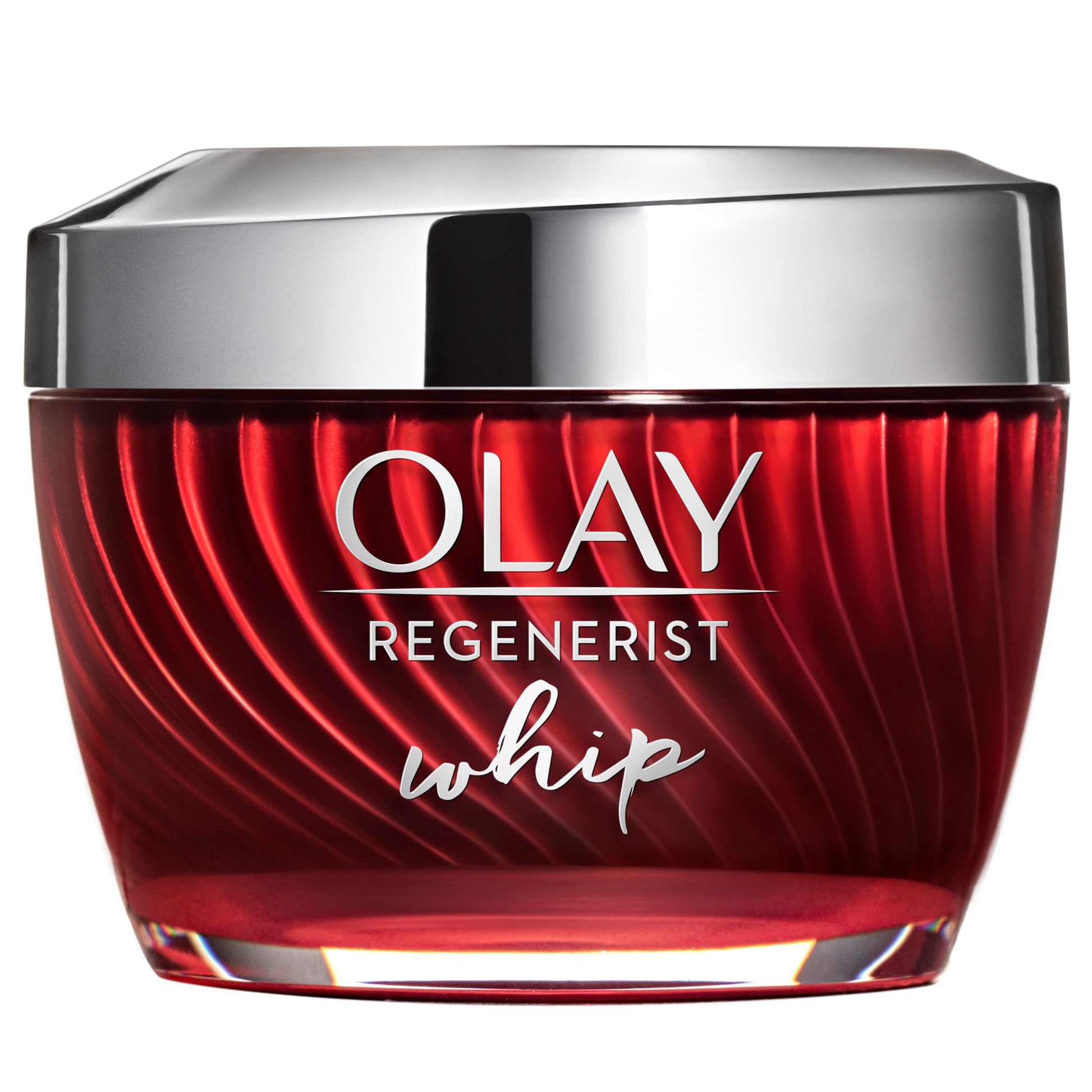 Olay Regenerist Whip Face Moisturizer 1.7 Oz in a sleek jar, showcasing smooth, lightweight skincare for radiant skin.