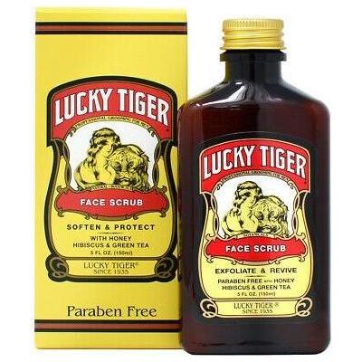 Lucky Tiger Face Scrub in a 5 oz tube from Pasteur Pharmacy, showing the product packaging and label.