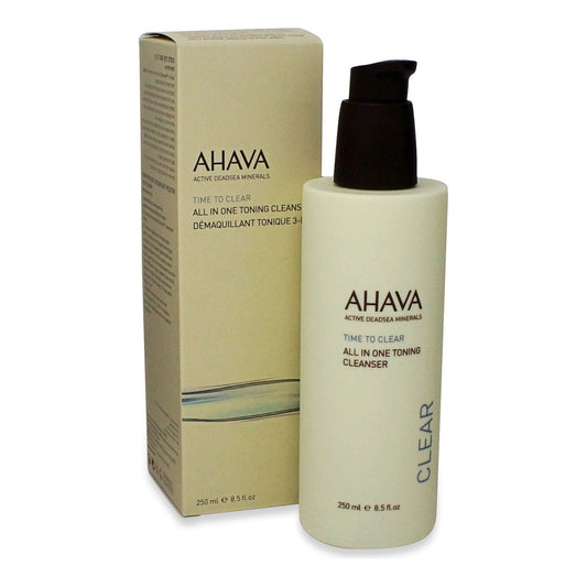 Ahava Time To Clear Toning Cleanser, 8.5 oz facial cleanser with natural ingredients for deep cleansing and skin refreshment.
