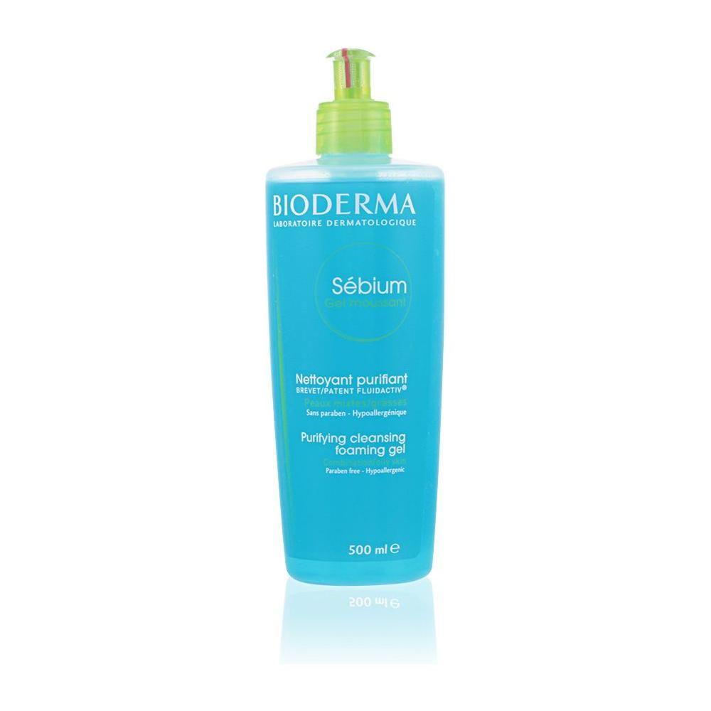 Bioderma Sebium Purifying Cleansing Foaming Gel in a 200ml bottle, facial cleanser for oily and acne-prone skin, Pasteur Pharmacy brand