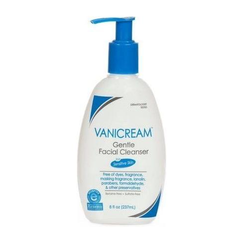Vanicream Gentle Facial Cleanser for Sensitive Skin in 8 oz bottle, gentle skincare product for sensitive skin.