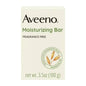 Fragrance-free Aveeno Active Naturals moisturizing bar in a 3.5 oz package, designed for gentle facial cleansing.