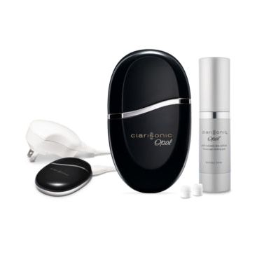 Clarisonic Opal Black facial sonic infusion system, a skincare device for facial cleansing and anti-aging treatments.