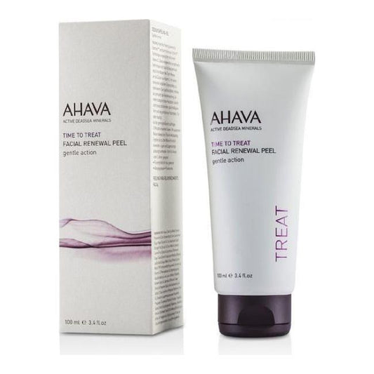 Ahava Dead Sea Mineral Facial Renewal Peel Mask in a 3.4 oz jar, featuring mineral-rich formula for revitalizing skin.