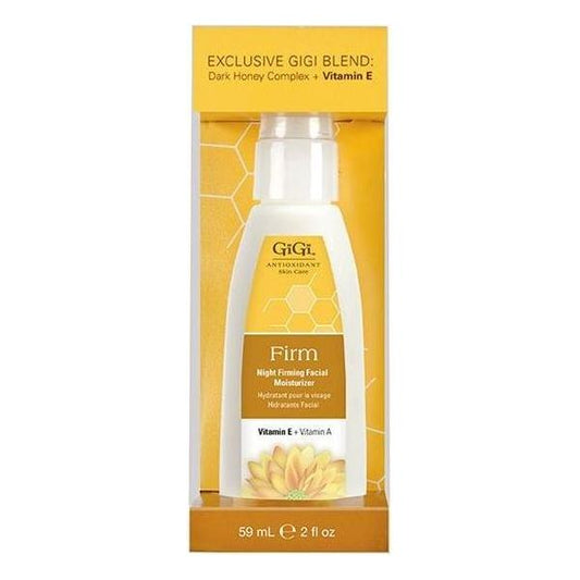 Gigi Antioxidant Firm Night Facial Moisturizer by Pasteur Pharmacy with Vitamin E and A in 2 oz jar, for skin hydration and firmness.